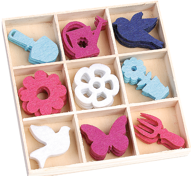 Vilten sieradendoos, Tuin I 30mm, 45 stuks